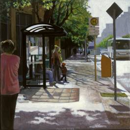 Haltestelle Schnellerstraße<br>Acryl auf Leinwand., 30 x 30, 2003